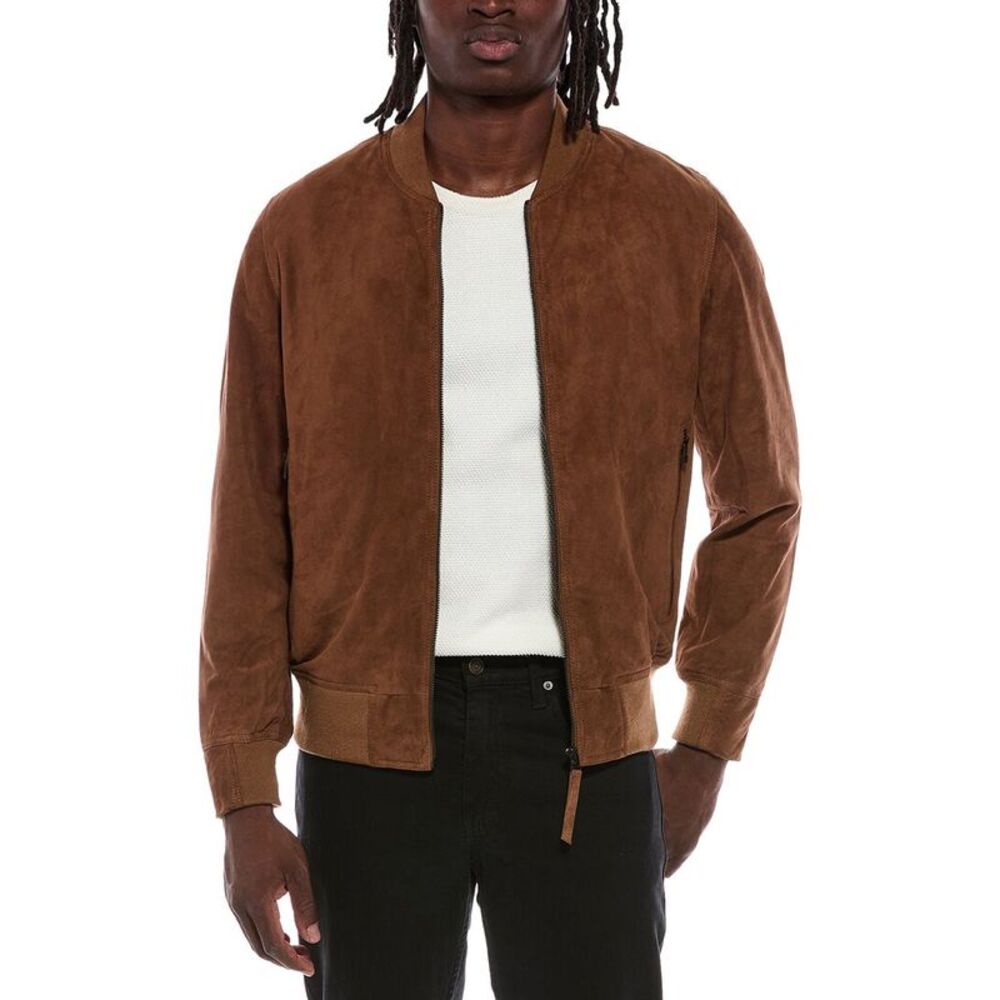 Blank Nyc Mens Suede Bomber Jacket, Brown